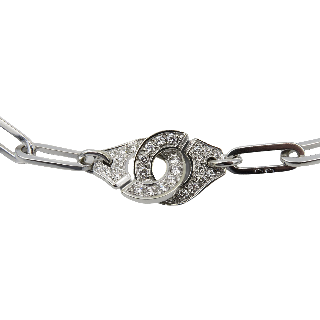 Collier DINH VAN , Menottes R15 Or gris 18 Cts et Diamants, 38 cm