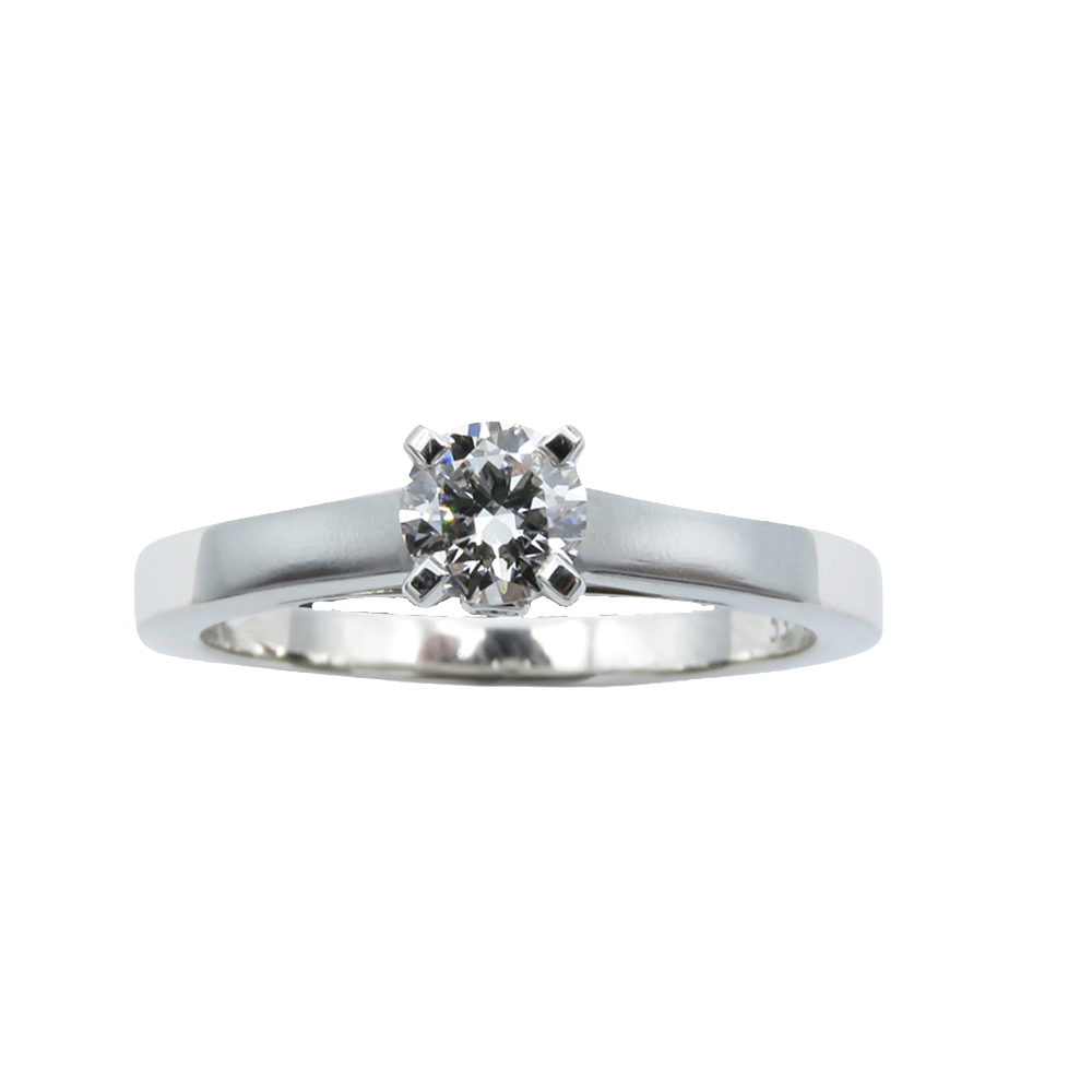 Solitaire Boucheron Beloved en platine avec Diamant de 0.30 Ct. F/VVS. Taille 53