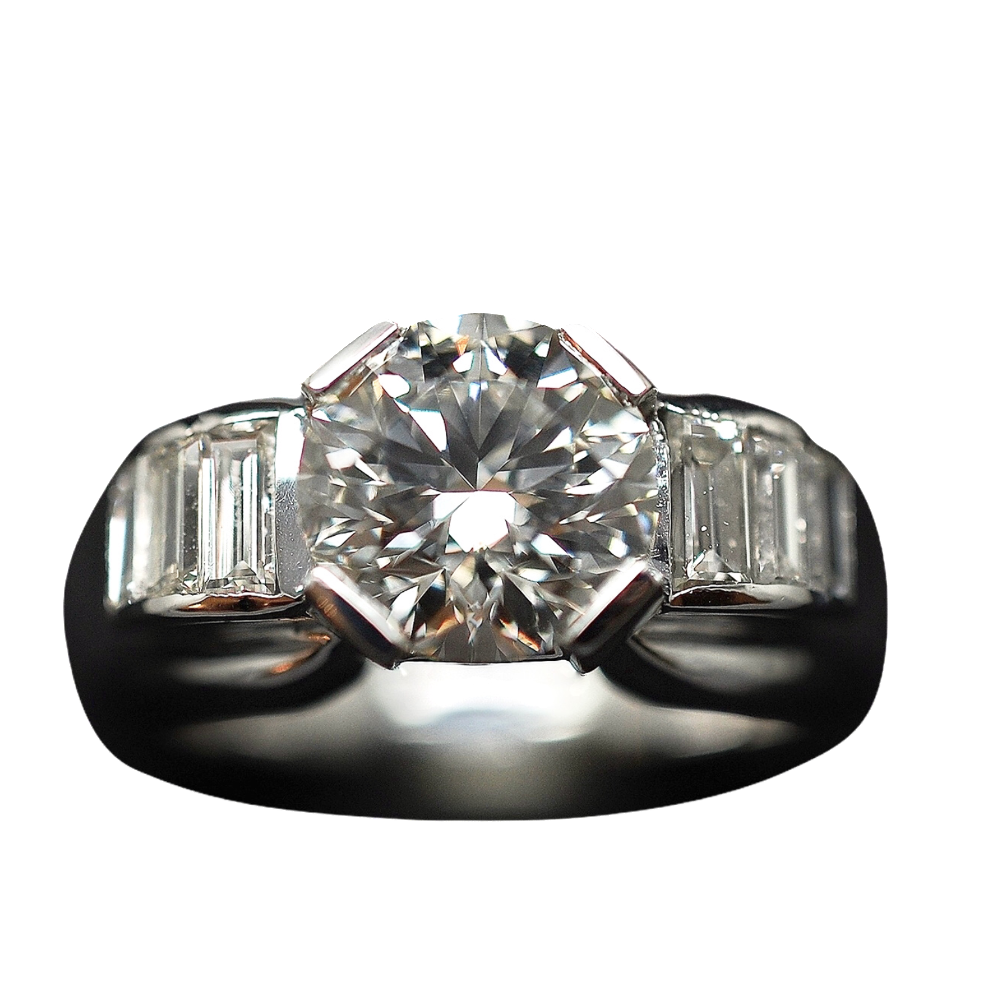 Solitaire en platine avec Diamant brillant 2.06 Cts qualité I-SI2 . Solitaire en platine avec Diamant brillant 2.06 Cts qualité I-SI2 .