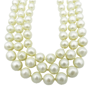 Collier CHANEL Perles Fantaisies et Métal Doré .Boite d'origine. vers 1995.