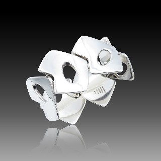 Bracelet Articulé 6 motifs en Argent massif. 18 cm. 147,30 Gr