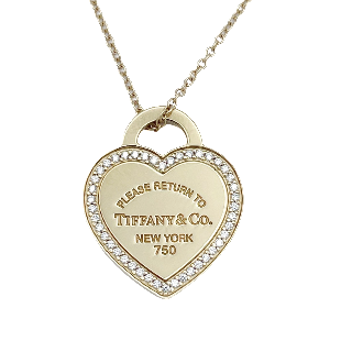  Collier pendentif Tiffany & Co Return en or rose 18k et Diamants vers 2010