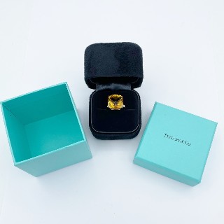 Bague Tiffany & Co Sparklers Cocktail Citrine en Or Jaune 18k. Taille 49-50