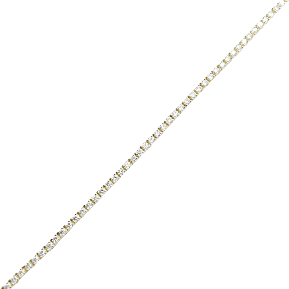 Bracelet ligne en or jaune 18k avec 1.38 Cts de Diamants brillants. G-VS