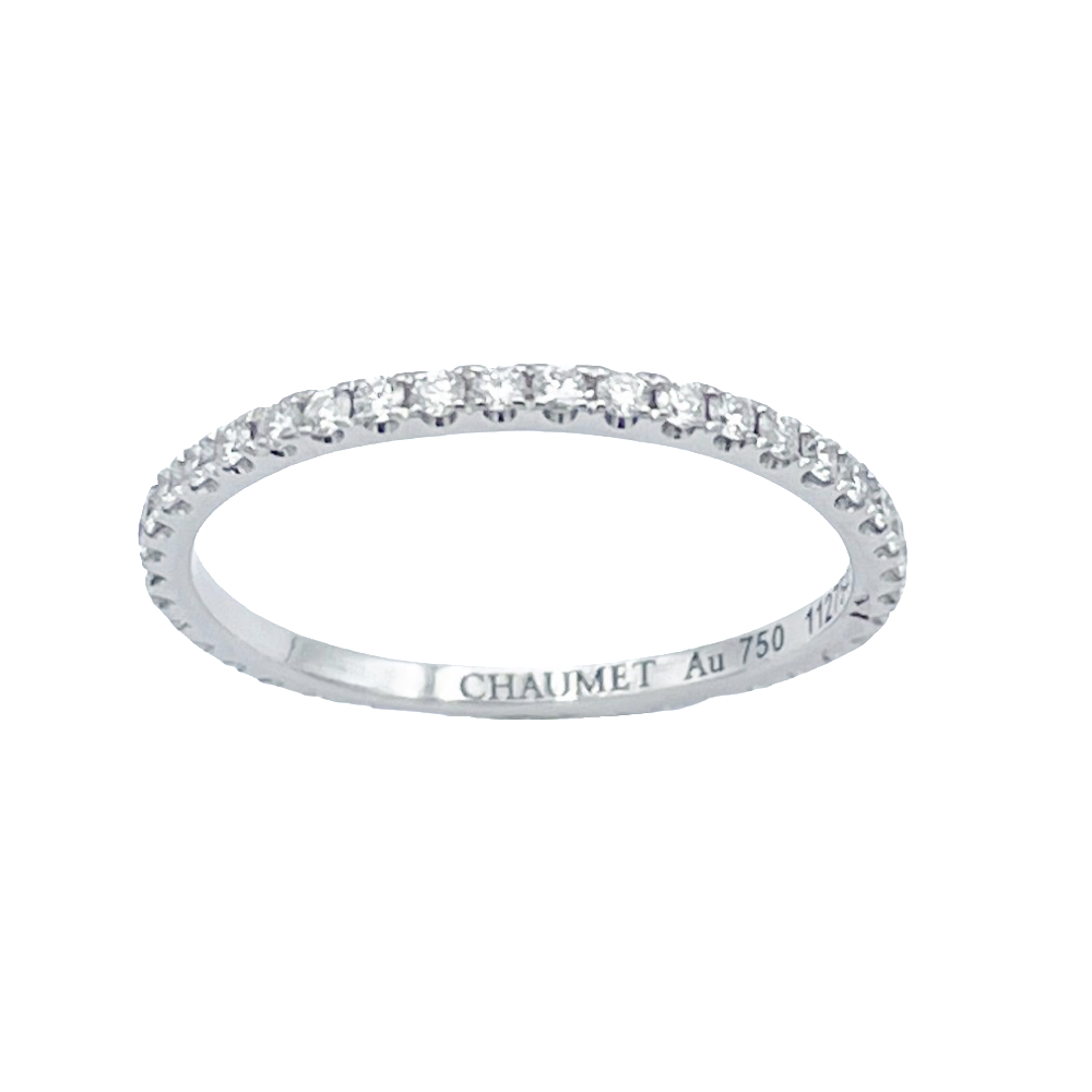 Alliance Chaumet "Empilable" Full pavé Diamants. Or gris 18k .Taille 51.