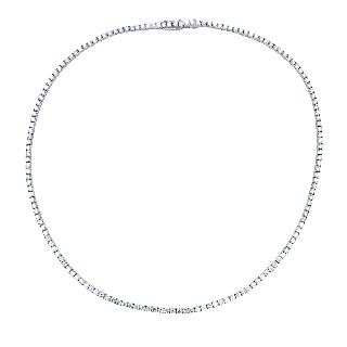 Collier Ligne Or gris 18k avec 10,03 Cts de Diamants brillants  . 43 cm