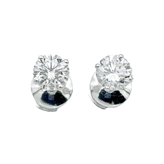 Puces d'oreilles Diamants 2 x 0.40 Cts H-SI en Or gris 18k 