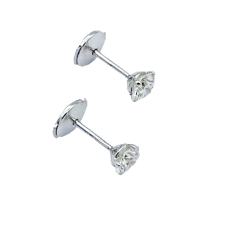 Puces d'oreilles Diamants 2 x 0.40 Cts H-SI en Or gris 18k 