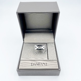 Bague Damiani "Dentelle" Or gris 18k diamants et Onyx . Taille 55. 