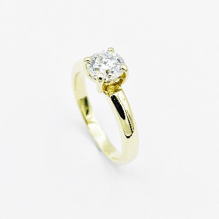 Solitaire Bucherer or jaune 18K avec Diamant 0,97 Cts E-VS1 (GIA)  de 2009. Taille 55-56.