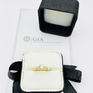 Solitaire Bucherer or jaune 18K avec Diamant 0,97 Cts E-VS1 (GIA)  de 2009. Taille 55-56.