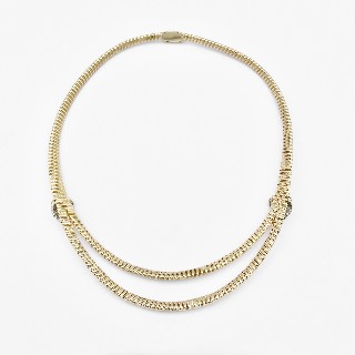 Collier OJ Perrin vers 1965 , Tubogaz Vers 1965 en Or, Platine et Diamants.