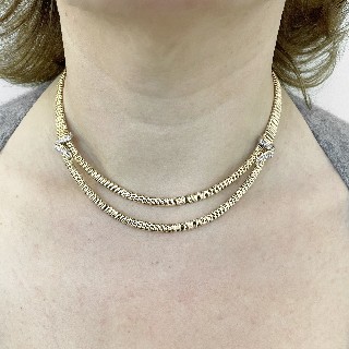 Collier OJ Perrin vers 1965 , Tubogaz Vers 1965 en Or, Platine et Diamants.