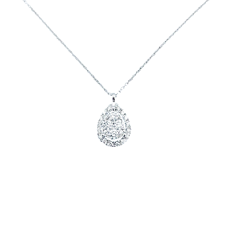 Collier pendentif en forme de poire en or gris 18 Cts avec 0,32 Cts de Diamants brillants .