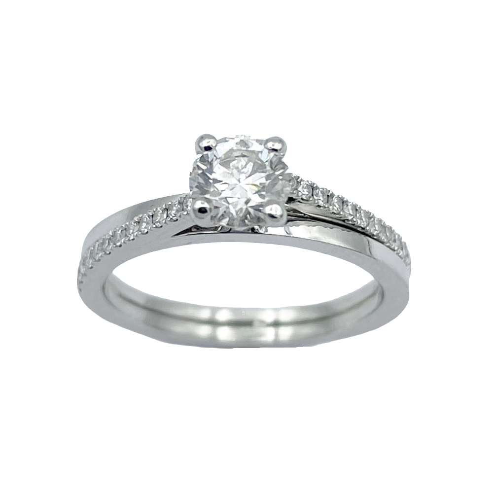 Solitaire De Beers "The promise" platine Diamant 0,44 Ct.H-VS1 .Taille 46,5