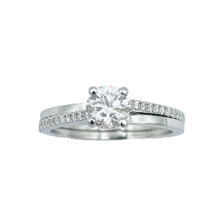 Solitaire De Beers "The promise" platine Diamant 0,44 Ct.H-VS1 .Taille 46,5
