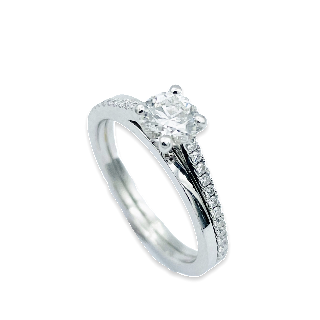 Solitaire De Beers "The promise" platine Diamant 0,44 Ct.H-VS1 .Taille 46,5