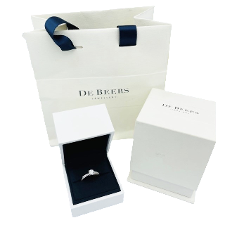 Solitaire De Beers "The promise" platine Diamant 0,44 Ct.H-VS1 .Taille 46,5