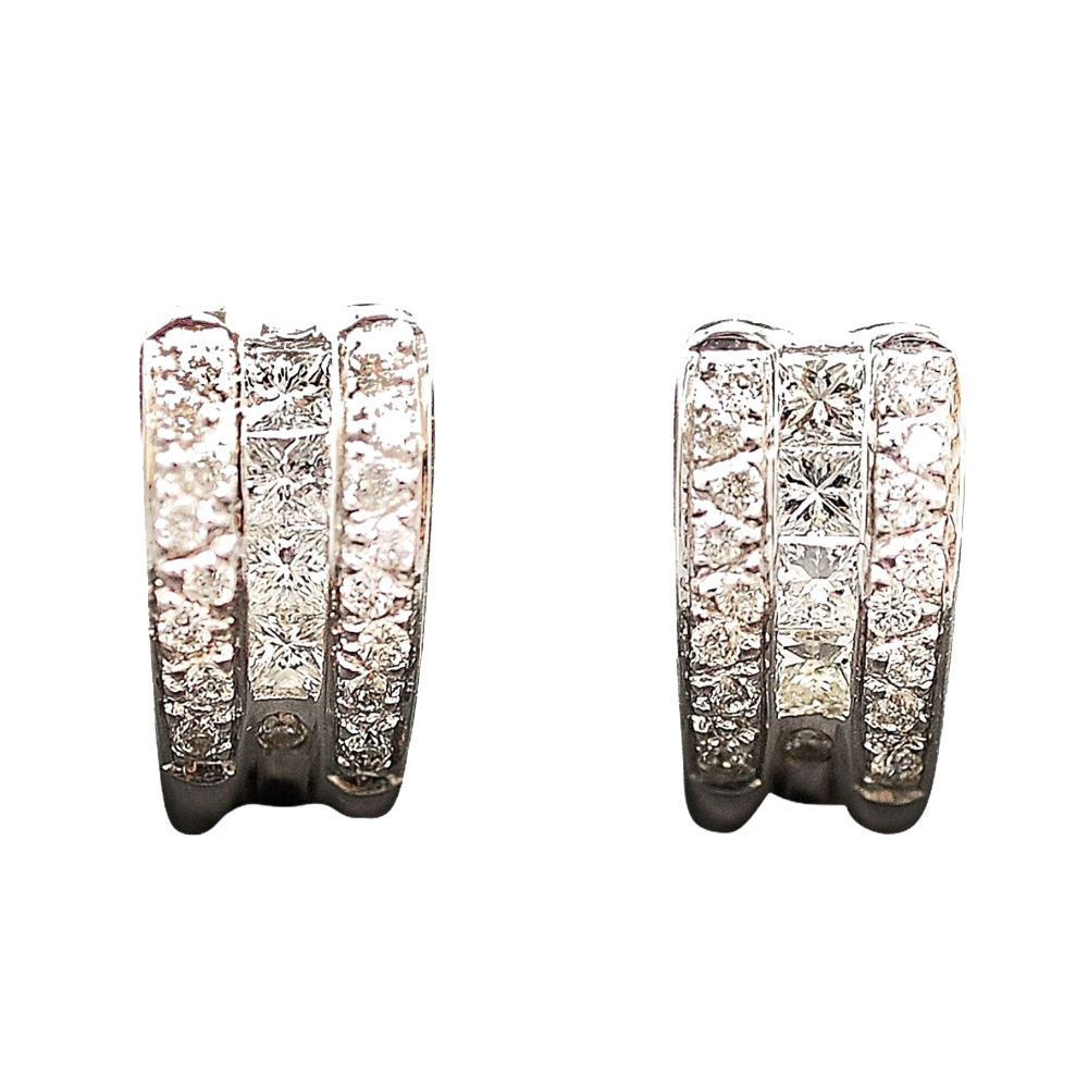Boucles d'oreilles Diamants 0.80 Cts G-VS en Or Gris 18k Boucles d'oreilles Diamants 0.80 Cts G-VS en Or Gris 18k