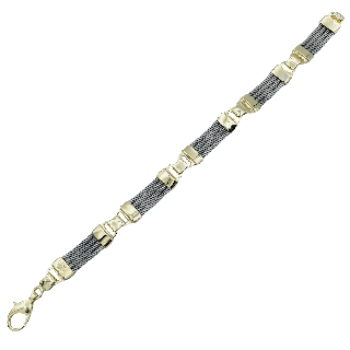 Bracelet pour Homme en Or jaune 18k et Acier . 19 cm