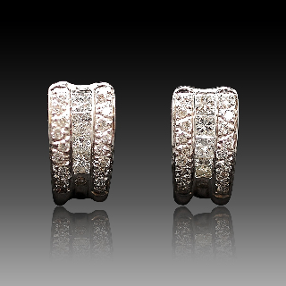 Boucles d'oreilles Diamants 0.80 Cts G-VS en Or Gris 18k Boucles d'oreilles Diamants 0.80 Cts G-VS en Or Gris 18k