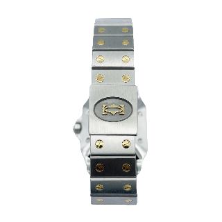 Montre Cartier Homme "Santos" Rectangulaire en Or et Acier Automatique Vers 1995.