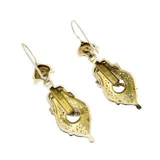 Boucles d'Oreilles Epoque Napoléon III en or jaune 18k avec Perles fines