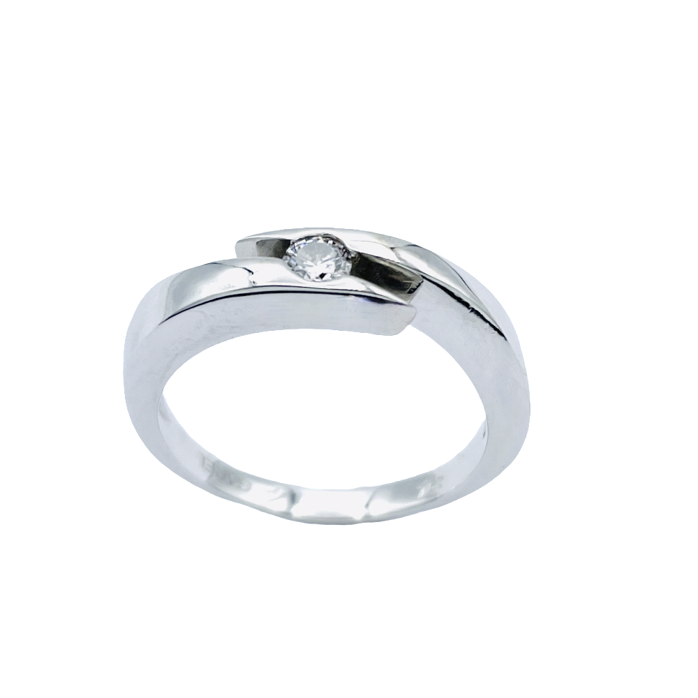 Bague Garel "ENVOL" Or gris 18k et Diamant 0,13 Cts. Taille 56