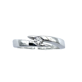 Bague Garel "ENVOL" Or gris 18k et Diamant 0,13 Cts. Taille 56