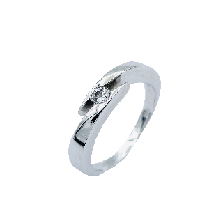 Bague Garel "ENVOL" Or gris 18k et Diamant 0,13 Cts. Taille 56