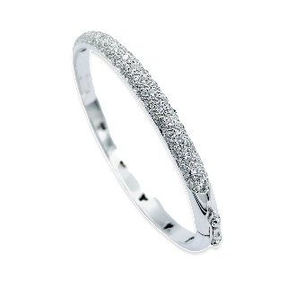 Bracelet Jonc rigide en Or gris 18k avec 3,0 carats de Diamants Brillants G-VS