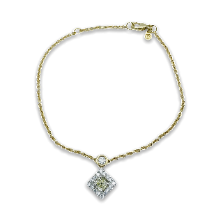 Bracelet Pendentif en Or jaune et gris 18k Diamant princesse et brillants