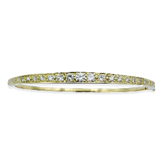 Bracelet jonc rigide ouvrant Or jaune 18k avec 1,0 Ct de diamants brillants H-SI