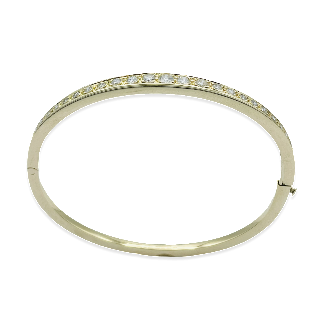 Bracelet jonc rigide ouvrant Or jaune 18k avec 1,0 Ct de diamants brillants H-SI