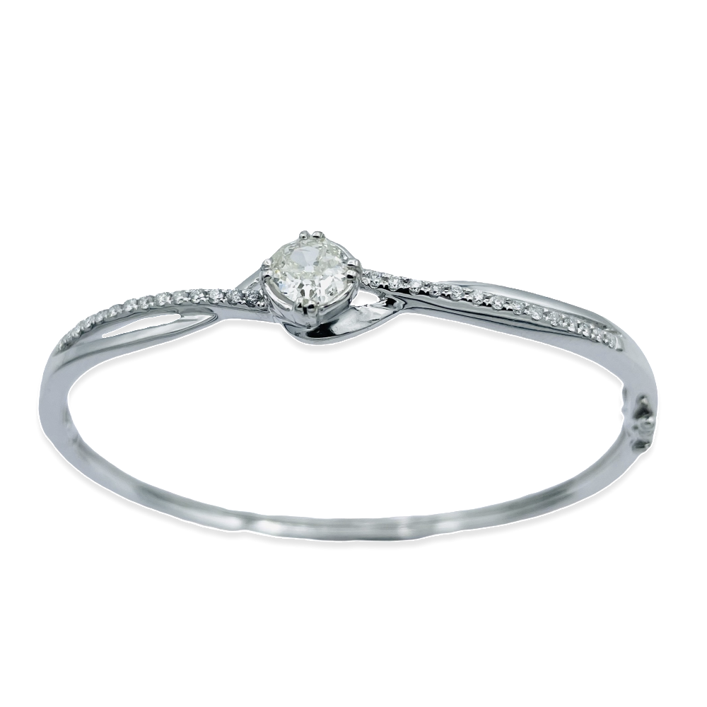 Bracelet Jonc rigide en Or gris 18k avec 1,30 carats de Diamants