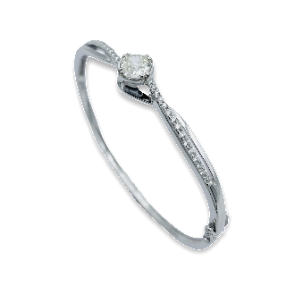 Bracelet Jonc rigide en Or gris 18k avec 1,30 carats de Diamants