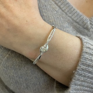 Bracelet Jonc rigide en Or gris 18k avec 1,30 carats de Diamants