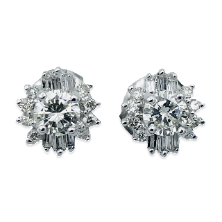Puces d'oreilles Or gris 18k avec 1,0 Ct de Diamants H-VS Puces d'oreilles Or gris 18k avec 1,0 Ct de Diamants H-VS