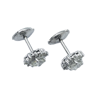 Puces d'oreilles Or gris 18k avec 1,0 Ct de Diamants H-VS  