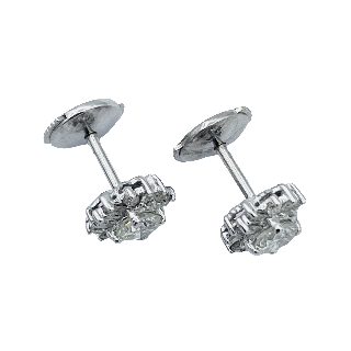 Puces d'oreilles Or gris 18k avec 1,0 Ct de Diamants H-VS Puces d'oreilles Or gris 18k avec 1,0 Ct de Diamants H-VS