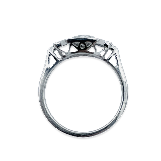 Bague style Art Déco en Or gris 18K avec 0,53 Cts de Diamants .Taille 52