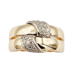 Bague en Or Jaune 18 k avec 0.20 Ct de Diamants brillants.Taille 50