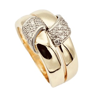 Bague en Or Jaune 18 k avec 0.20 Ct de Diamants brillants.Taille 50