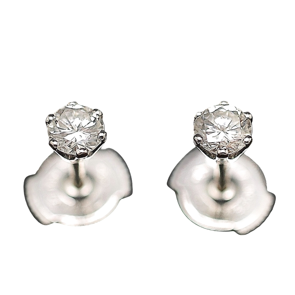 Puces d'oreilles Diamants 2 x 0.27 Cts Qualité G-VS en Or Gris 18k Puces d'oreilles Diamants 2 x 0.27 Cts Qualité G-VS en Or Gris 18k