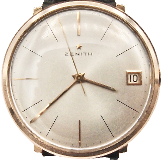 Montre Zenith ,1965, ronde, Or jaune 18k, mécanique avec date , 35 mm, cal 2522C