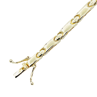 Bracelet ligne en Or jaune 18k avec Saphirs Calibrés et Diamants Brillants.