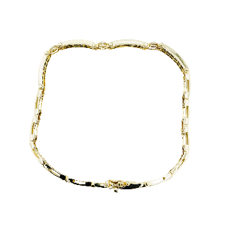 Bracelet ligne en Or jaune 18k avec Saphirs Calibrés et Diamants Brillants.