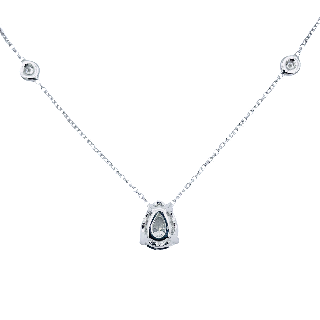 Collier pendentif en forme de poire en or gris 18 Cts avec 0,60 Cts de Diamants 