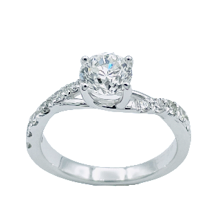 Solitaire en or gris 18k avec Diamant de 0,75 Ct .G/SI2 .Certificat HRD.