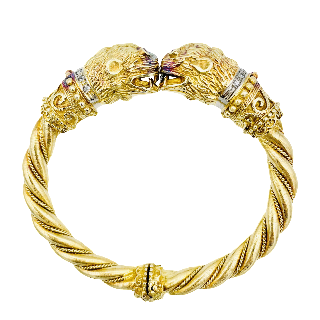  Bracelet "Animal Head" signé LALAOUNIS Or jaune 18k Rubis et Diamants